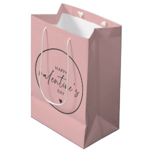 Elegant Happy Valentine's day Blush Pink Medium Gift Bag