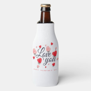 Elegant Happy Valentine's Day Bottle Cooler