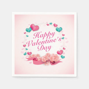 Elegant Happy Valentine's Day Candy Hearts Napkin