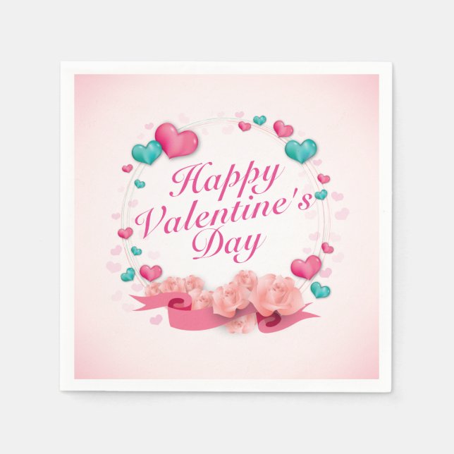 Elegant Happy Valentine's Day Candy Hearts Napkin (Front)