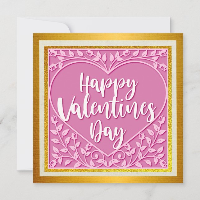 Elegant Happy Valentine's Day | Gold & Pink Heat (Front)