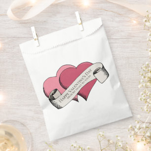Elegant Happy Valentine's Day Pink Hearts Favour Bags