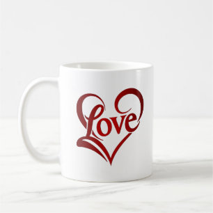 Elegant Happy Valentine's Day Red Heart Coffee Mu Mug
