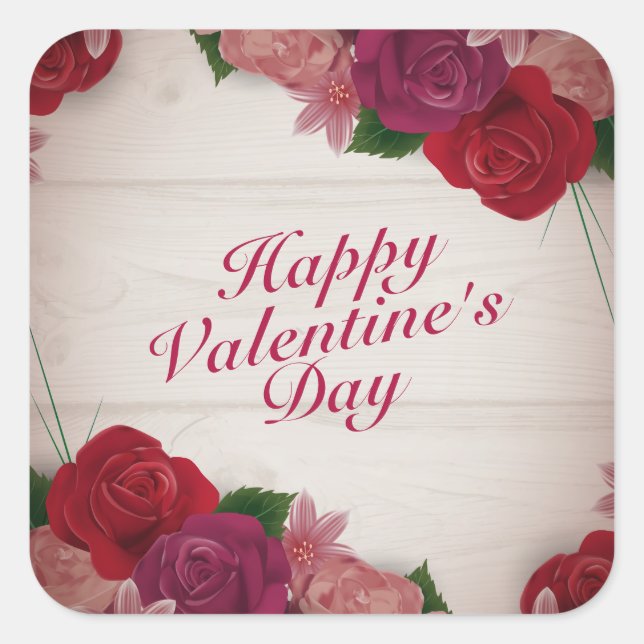 Elegant Happy Valentine's Day Roses Frame Sticker (Front)