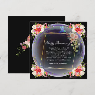 Elegant Happy Wedding Anniversary Pink Floral   Card