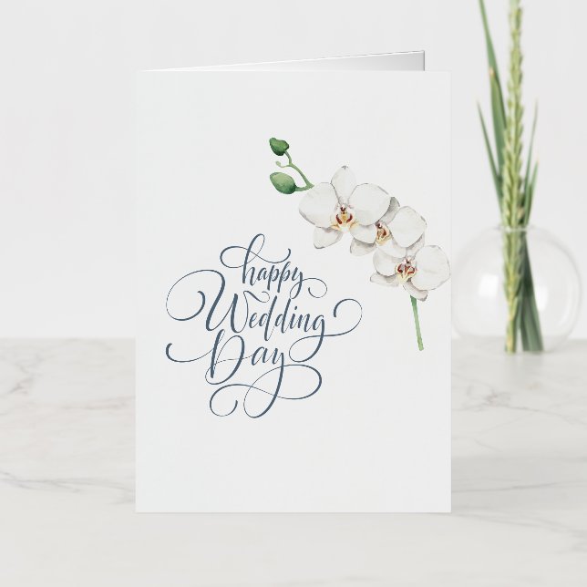 Elegant Happy Wedding Day Floral Congratulations  Foil Greeting Card (Front)
