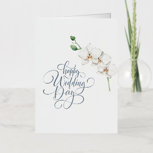 Elegant Happy Wedding Day Floral Congratulations  Foil Greeting Card