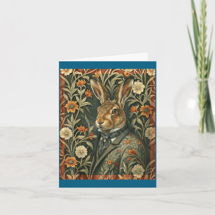 Elegant hare in evening attire vintage woodland  card