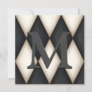 Elegant Harlequin Pattern Personalised Monogram Announcement