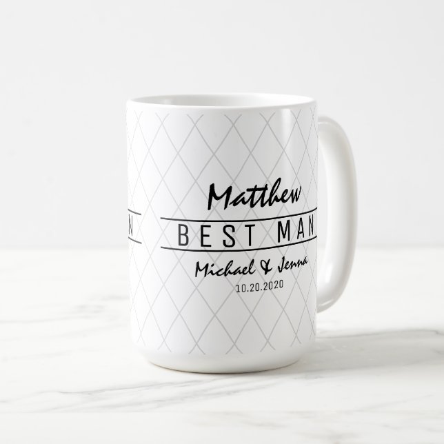 Elegant Harlequin Personalised Best Man Wedding Coffee Mug (Front Right)