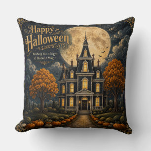 Elegant Haunted Manor Halloween Cushion