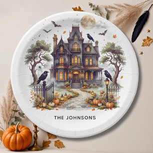 Elegant Haunted Manor Halloween Party Paper Plate