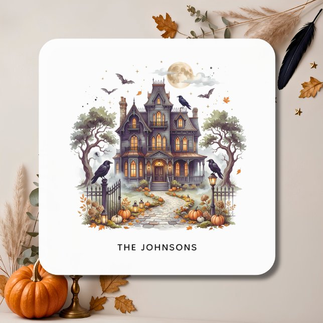 Elegant Haunted Manor Halloween  Square Sticker (Creator Uploaded)