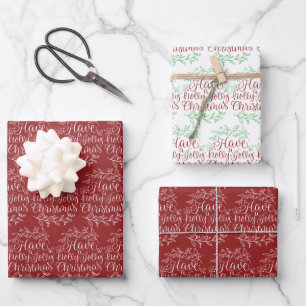 Elegant Have a Holly Jolly Christmas Holiday Wrapping Paper Sheet