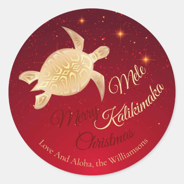 Elegant Hawaiian Christmas Classic Round Sticker (Front)