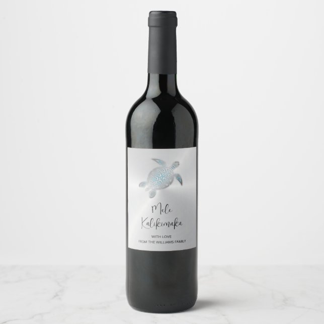 Elegant Hawaiian Christmas Custom Wine Label (Front)