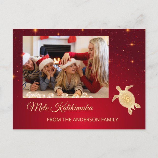 Elegant Hawaiian Christmas Family Photo Postcard (Front)