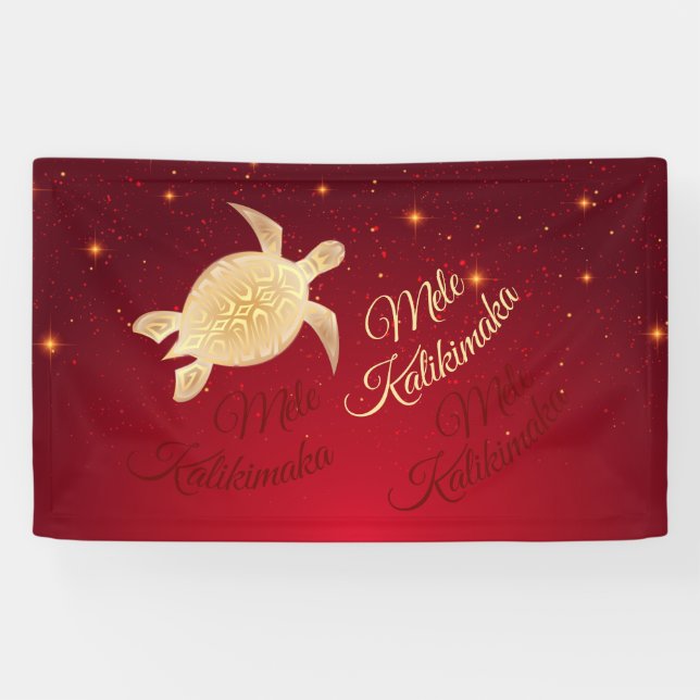 Elegant Hawaiian Christmas | Red Gold Banner (Horizontal)