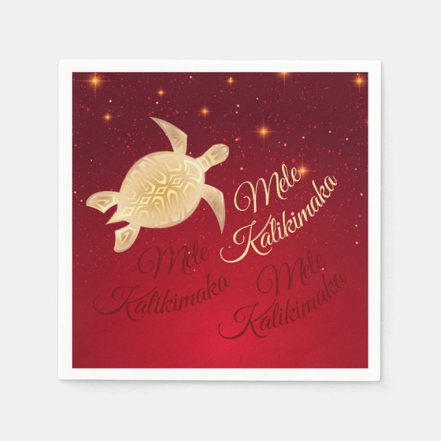 Elegant Hawaiian Christmas Turtle Napkin (Front)