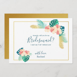Elegant Hawaiian Hibiscus Be My Bridesmaid Card