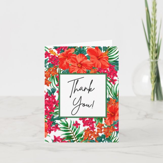 Elegant Hawaiian Hibiscus Blank Thank You Card (Front)
