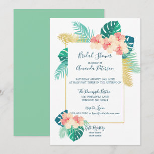 Elegant Hawaiian Hibiscus Bridal Shower Invitation