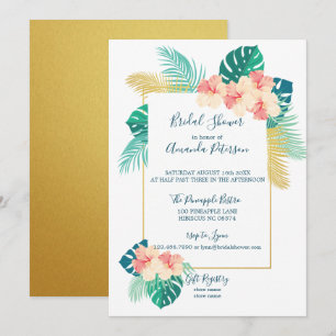 Elegant Hawaiian Hibiscus Bridal Shower Invitation