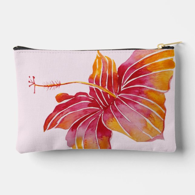 Elegant Hawaiian Hibiscus Flower Accessory Pouch (Back)