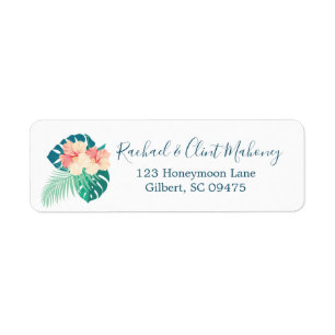 Elegant Hawaiian Hibiscus Return Address Labels
