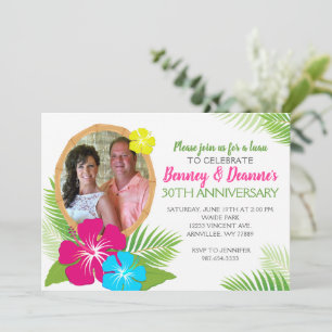 Elegant Hawaiian Luau Anniversary Photo Invitation