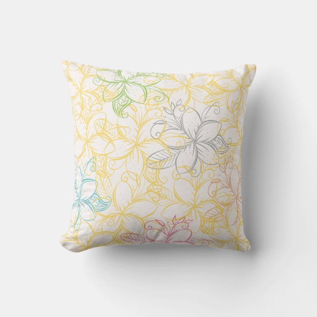 Elegant Hawaiian Plumeria Cushion (Front)