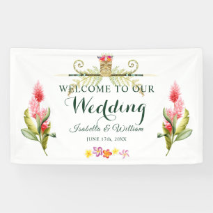 Elegant Hawaiian Tiki Tropical Summer Wedding Banner