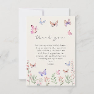 Elegant He Gives Me Butterflies Bridal Shower Thank You Card