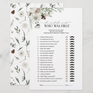 Elegant He Said She Said Winter Bridal Shower Game