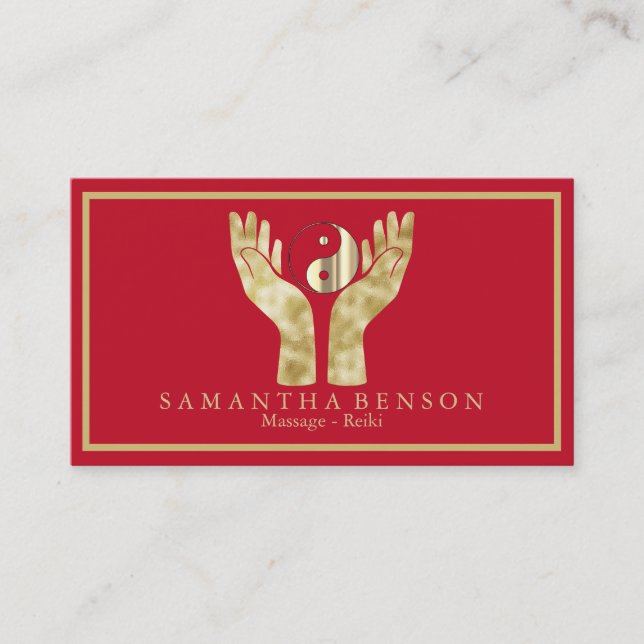 Elegant Healing Hands Yin Yang symbol  Business Card (Front)