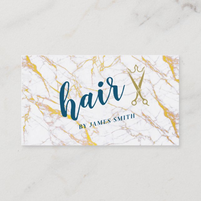 Elegant Hear Style White Marble Business Card (Back)