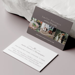 Elegant Heart 3 Photo Collage Wedding Photographer Business Card