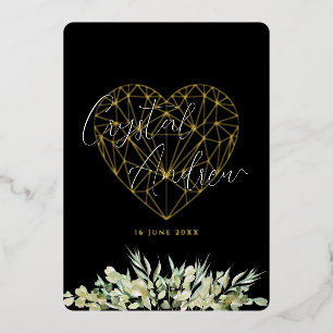 Elegant Heart Black Foliage Formal Wedding