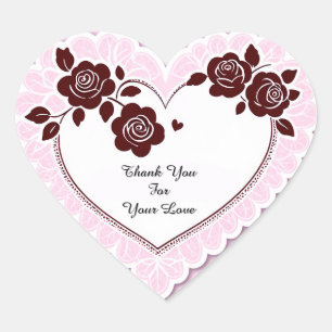 Elegant Heart Card With Red Roses Sticker