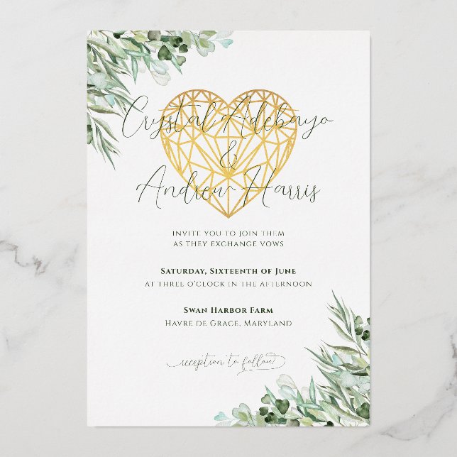 Elegant Heart Eucalyptus Foliage Formal Wedding  (Back)