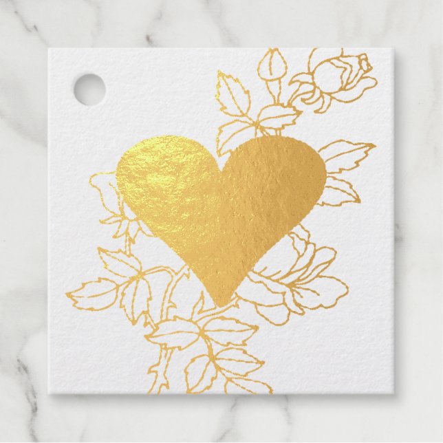Elegant Heart Floral  Favour Tags (Front)