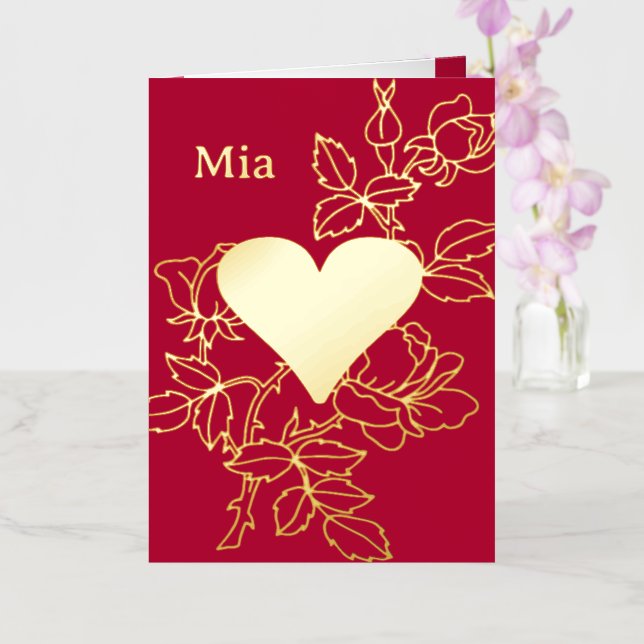 Elegant Heart Floral Personalised Foil Card (Orchid)