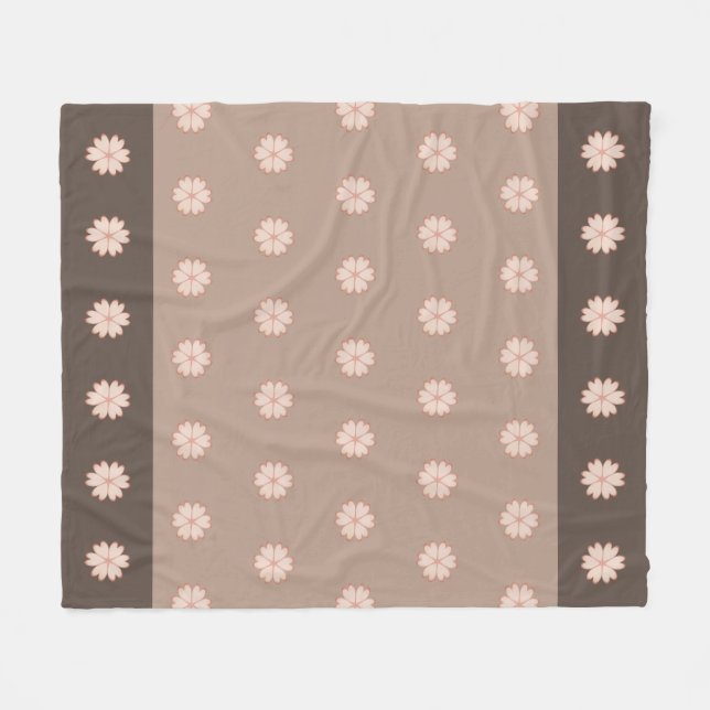 Elegant Heart Flowers on Brown & Beige Fleece Blanket (Front (Horizontal))