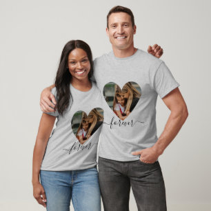 Elegant Heart Forever Love, Custom Photo & Text  T T-Shirt