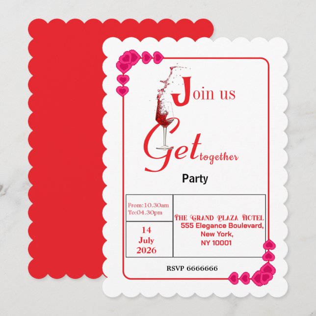 Elegant Heart Frame Valentine's Party  Invitation (Front/Back)