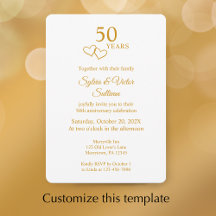 Elegant Heart Golden 50th Wedding Anniversary