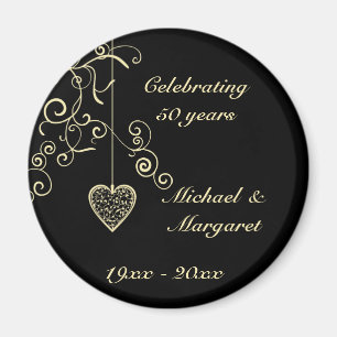 Elegant Heart Golden Wedding Anniversary Magnet