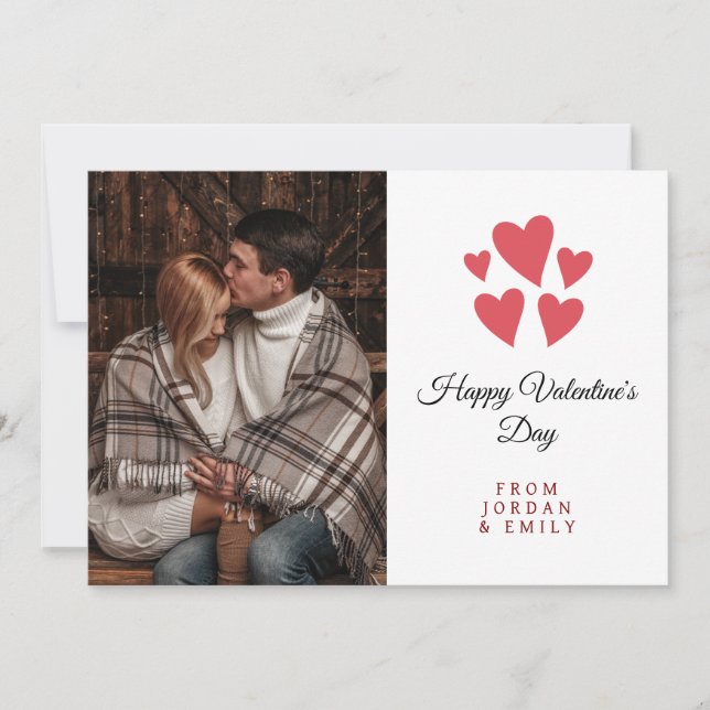 Elegant Heart Happy Valentine's Day Photo Holiday Card (Front)