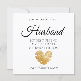 Elegant Heart Husband Wedding Anniversary Card
