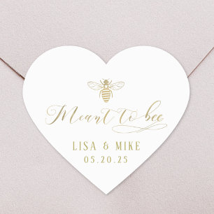 Elegant Heart Meant to Bee Honey Wedding Favour Sticker